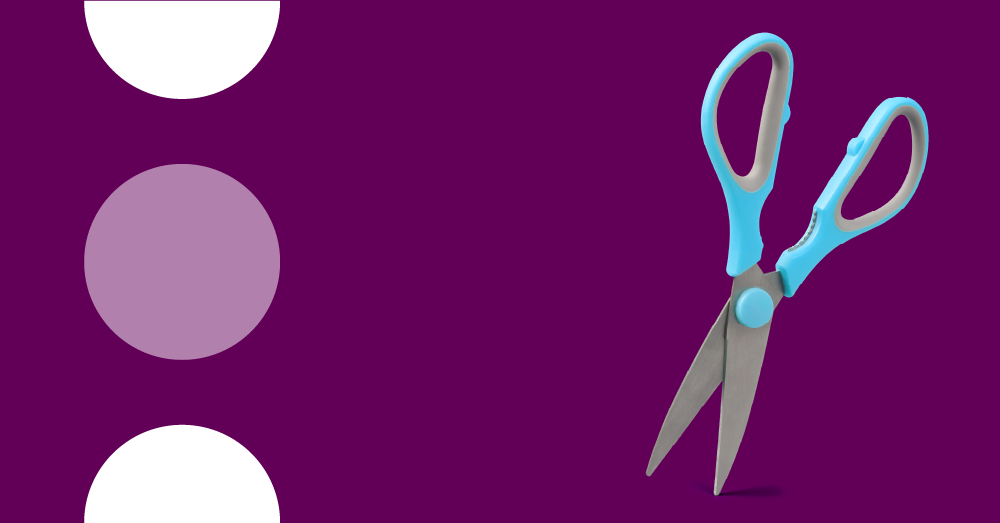 Purple banner with image of scissor