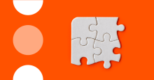 Orange banner with jigsaw imagery
