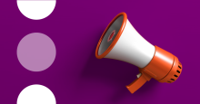 Blue banner with megaphone