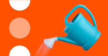 Orange banner with watering can image
